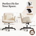thumbnail image 4 of Vyrox Cross-Legged Office Chair, Ergonomic Criss Cross Office Chair with Adjustable Armrests, Swivel Vanity Chair Comfy Desk Chairs, Beige, 4 of 7
