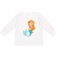 thumbnail image 3 of Inktastic Cute Little Mermaid, Orange Hair, Purple Sea Star Girls Long Sleeve Toddler T-Shirt, 3 of 5