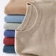 thumbnail image 4 of Suéter de lana para hombre, ropa de otoño e invierno, suéter de cachemira de visón, jersey de punto de grano de arroz de color sólido, talla grande, holgado, informal, 4 of 5