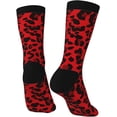 thumbnail image 4 of N/A Red Leopard Pattern Print Adult Athletic Crew Socks Men Women Long 7-8.3 In 18-21cm, 4 of 8