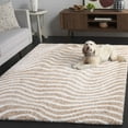 thumbnail image 3 of SAFAVIEH Tahoe Kuzman Striped Shag Area Rug, Gold/Ivory, 6'7" x 6'7" Square, 3 of 8
