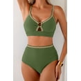 thumbnail image 6 of Eytino Bikinis for Women Bathing Suits High Waisted Textured Two Piece O Ring Color Block Swimsuits Beach Summer Swimwear, 6 of 10