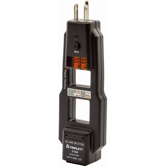 Triplett ET200 AC Line Splitter and GFCI Outlet/Receptacle Tester with 5 Visual Indicators C40