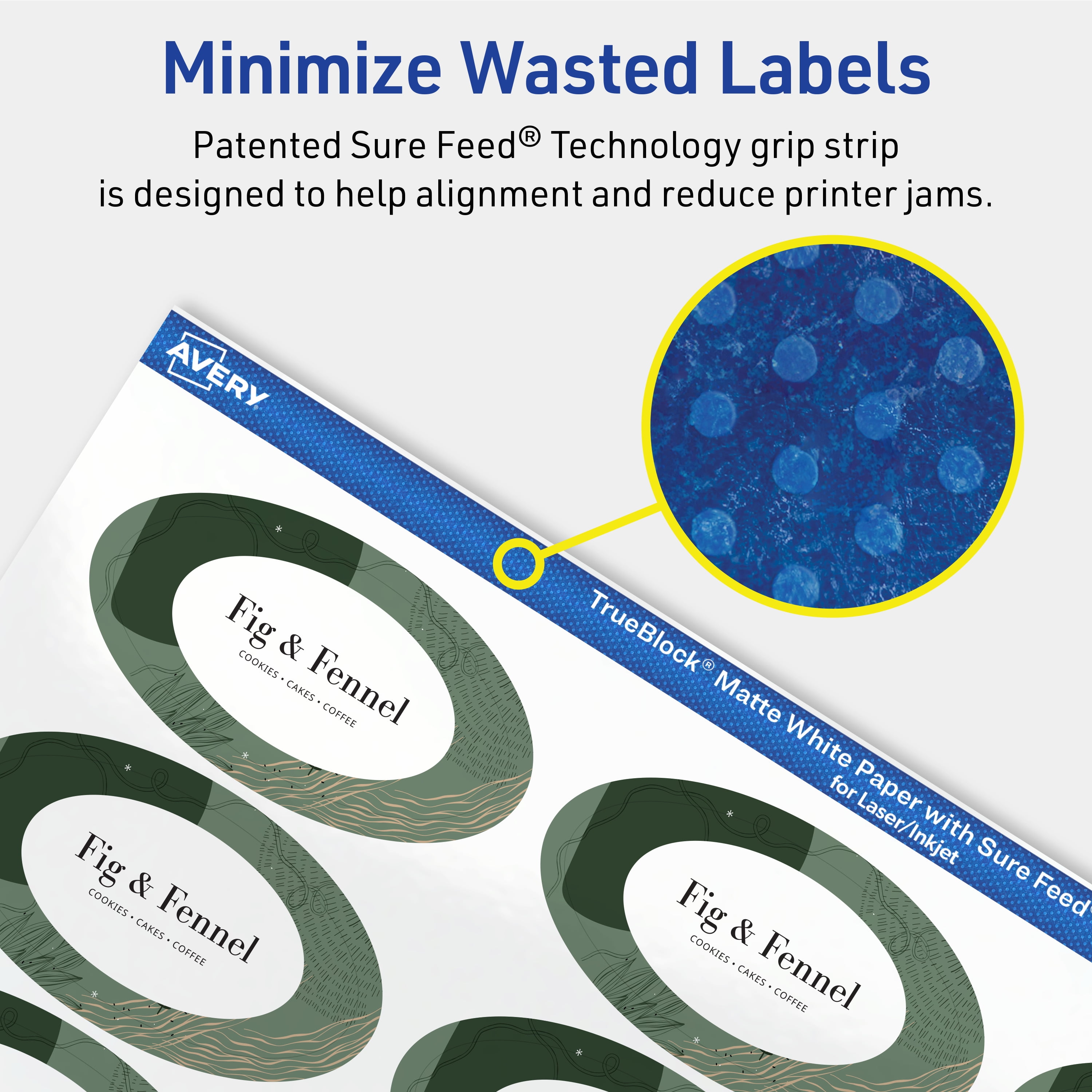 Avery TrueBlock Oval Labels, 1-1/8" x 2-1/4", 1,050ct