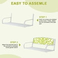 thumbnail image 4 of Ktaxon Outdoor Bench, Metal Patio Leisure Bench with Butterfly Backrest, 2-Person Mix-Color Weatherproof Bench for Porch, Backyard, Poolside, Entryway (White & Green), 4 of 11