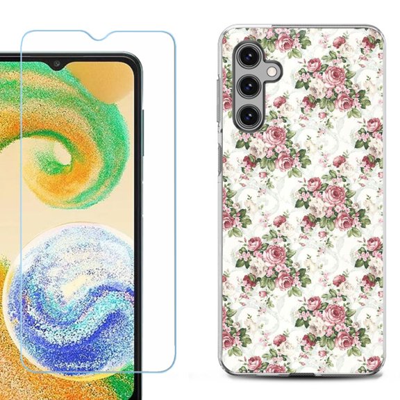 For Samsung Galaxy S25  / S25 Plus 5G Phone Case Cover, Shockproof Case with Tempered Glass Screen Protector, by OneToughShield - Floral/Rose