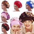 thumbnail image 4 of Gorro de satén suave para dormir de noche para mujer, banda ancha elástica, cubierta para la pérdida de cabello, envoltura para la cabeza, gorro de satén para belleza, gorro de quimio para el cuidado, 4 of 4