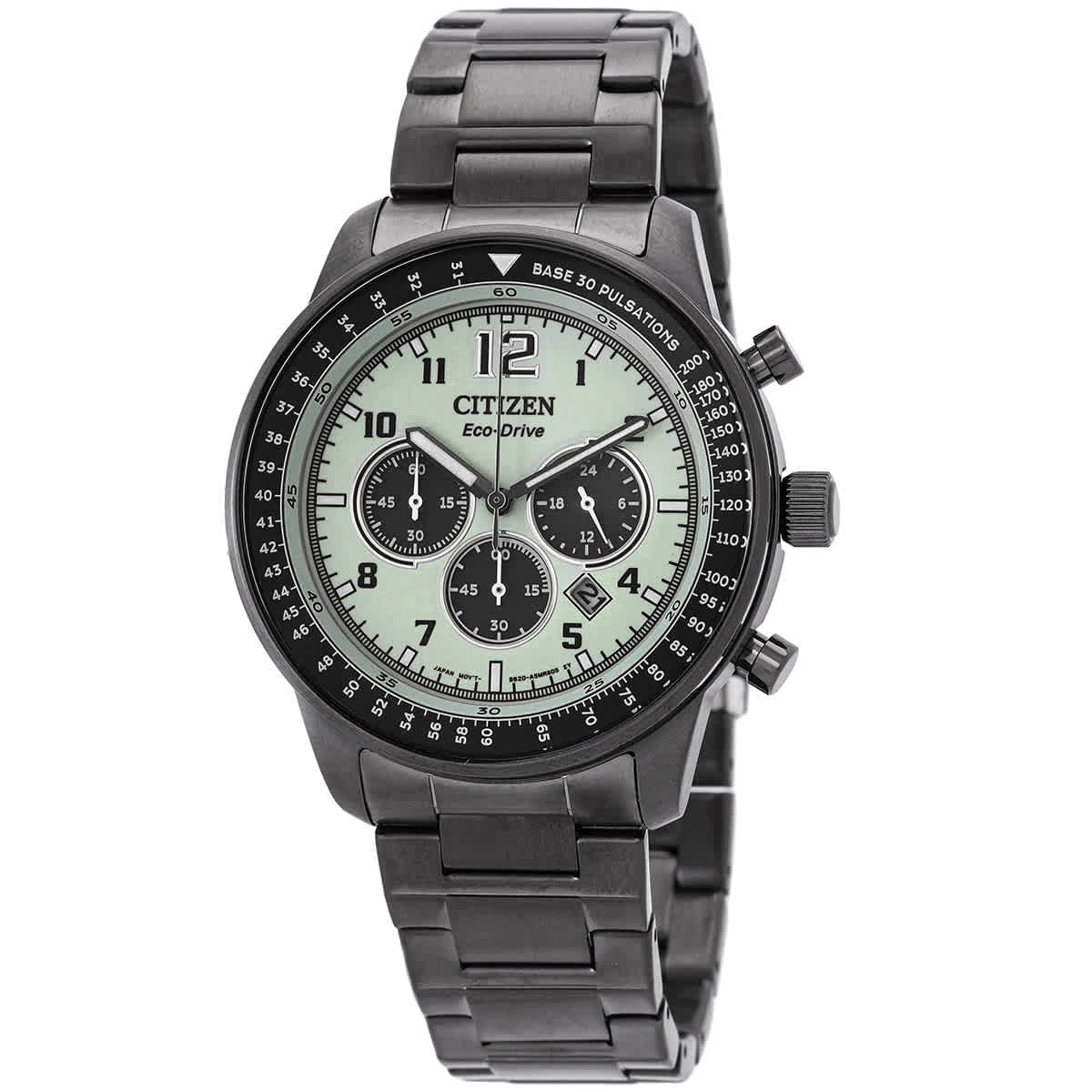 Citizen Eco-Drive クロノグラフ Citizen Eco-Drive Chronograph Green Dial Men's Watch CA4455-86X