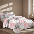 thumbnail image 2 of Davulos Patchwork Quilt Set King /California King Size, 3 Pieces Pink Floral Plaid Summer Bedspread Coverlet Set, Soft Microfiber Reversible Lightweight Bed Cover for All Season, 2 of 8