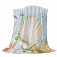 thumbnail image 6 of Coastal Shell Blanket Soft Cozy Warm Throw Blanket for Couch, Plush Fuzzy Flannel Fleece Blankets for Sofa, Summer Beach Blue Nautical Coral Bed Blankets Lightweight Gifts for Women, 40"x50", 6 of 9