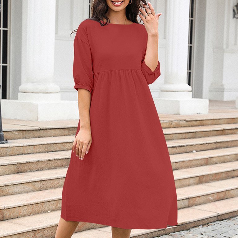 Graduation Dresses, Linen Cotton Casual With Pockets Elegant Short Sleeve  Sundress For Beach Wedding Guest Party Plus Size Maxi Dresses Gowns And  Evening Summer Dresses Halter (L, Saffron) ZMTing - Walmart.com