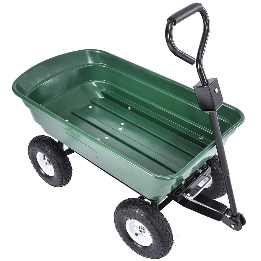SUNCOO Dump Garden Cart with Heavy Duty Poly Garden Utility Yard Wagon