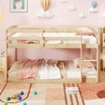 thumbnail image 4 of Costway Twin over Twin Low Bunk Bed with Guardrails Integrated Ladder Kids Wooden Beige, 4 of 10