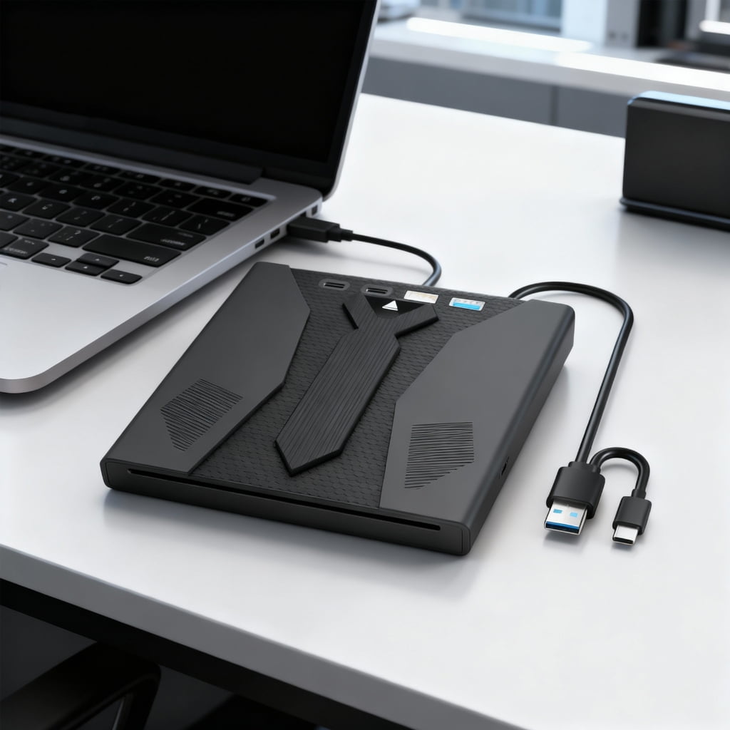 USB3.0 & Type C External Optical Drive, Slot Loading Design, 5Gbps High-Speed for Laptops Tablets PCs