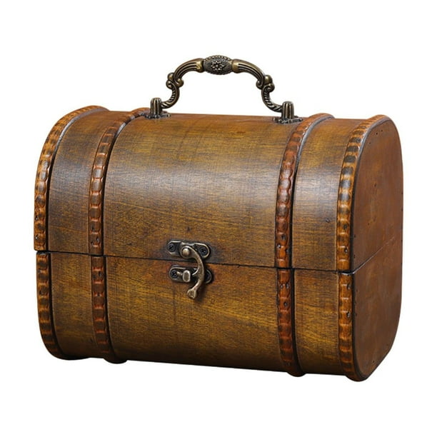 Cofre del tesoro, caja decorativa de madera para guardar joyas Marrón