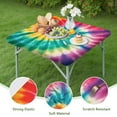thumbnail image 4 of Colorful Rainbow Tie Dye Spiral Pattern Square Fitted Tablecloth with Elastic Edge,Square Table Cover,Washable Elastic Table Cover for Home Kitchen Party Decor 34"x34", 4 of 6