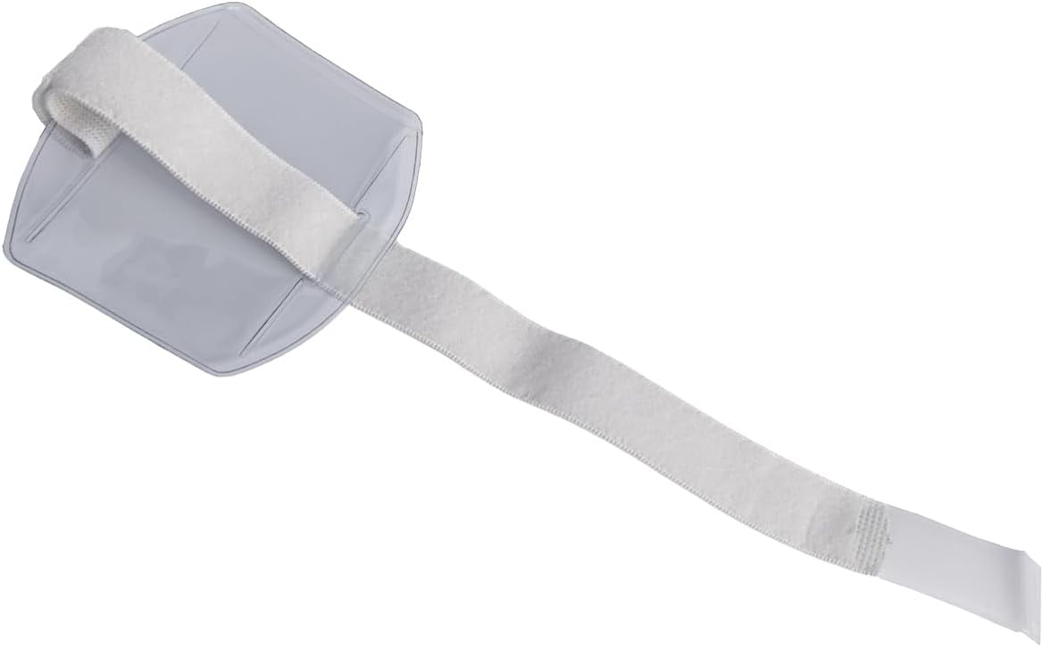 25 Pack - Heavy Duty Ski Pass Holder Arm Band Badge Holder for Youth & Adults - One Size Fits All Adjustable Armband Ski Resort Season Pass Holder with Elastic Band by Specialist ID (White)