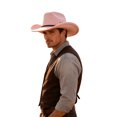 thumbnail image 5 of LOINRODI Men Western Cowboy Hat Windproof Solid Color Lightweight Wide Brim Outdoor Travel Party Headwear Pink Free Size, 5 of 5