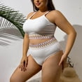 thumbnail image 5 of Ohufall Women's Bikini Sets Colorblock Trim 2 Piece Swimsuit High Waisted Bathing Suits for Women Scoop Neck Adjustable Spaghetti Straps Bikini Swimwear, 5 of 7