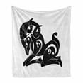 thumbnail image 1 of Zodiac Aries Soft Flannel Fleece Throw Blanket, Abstract Monochrome Goat Swirled Horns and Floral Curly Details, Cozy Plush for Indoor and Outdoor Use, 70" x 90", Black and White, by Ambesonne, 1 of 6