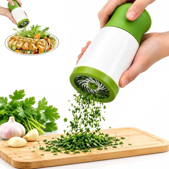 Manual Cilantro Chopper – Stainless Steel Herb Grinder with Blade, Parsley Cutter for Garlic, Onion, and Spices, Kitchen Cooking Tool