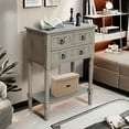 thumbnail image 2 of Entryway Table with Storage, Rustic Small Console Table w/ 3 Drawers & Open Bottom Shelf, Skinny Wood Console Table, Narrow Sofa Side Table for Living Room, Foyer, Entry Table, Roast Oyster, 2 of 6