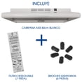 thumbnail image 1 of COMBO CAMPANA AXR 80CM BLANCO CON FILTRO ATRAPAGRASA EXTRA Y BOLSITA DE BROCHES DE REPUESTO SANAIRE SANAIRE COMB-AXR80BL-FILDES-BROSTD, 1 of 4