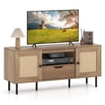 thumbnail image 1 of Costway Boho TV Stand for 60 Inch TV with Cabinets, Storage Shelf, Drawer, PE Rattan Doors, 1 of 10