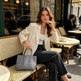 thumbnail image 6 of Tanyzvel Women Gingham Canvas Tote Bag, Reusable Shopping Shoulder Bag, Lightweight Plaid Handbag for School Work Outdoor Daily Use, 6 of 6