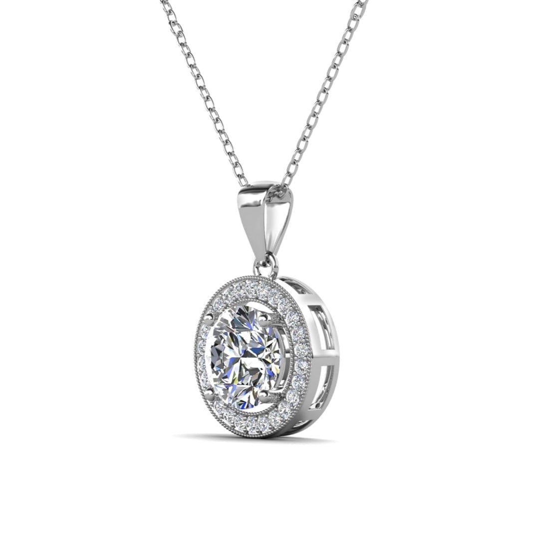 Cate & Chloe Pack of 3 - Blake 18k Gold Plated Women's Halo Necklace with Simulated Diamonds