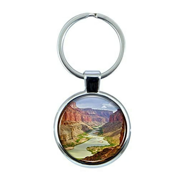 Grand Canyon Keychain with Epoxy Dome and Metal Keyring