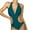 Blue, variant on Swimsuit for Women Casual Deep V One-Pice Bandage Solid Color Halter Neck Swimsuit