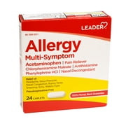 Leader Allergy Multi Symptom Acetaminophen Pain Reliever Caplets, 24 ct