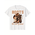thumbnail image 1 of funny plus size womens graphic t shirt soft breathable casual short sleeve round neck top with western cowboy boots floral print machine washable spring summer tee comfortable pullover fabric white -, 1 of 6