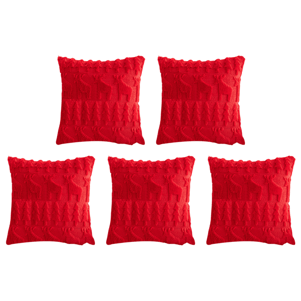 Fundas Almohada Navideñas Funda Decorativa Felpa Suave (reno) Color Rojo