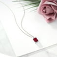 thumbnail image 4 of Gem Stone King 925 Sterling Silver Red Created Ruby and White Lab Grown Diamond Pendant Necklace for Women | 2.84 Cttw | Gemstone July Birthstone | Emerald Cut 9X7MM | With 18 inch Silver Chain, 4 of 4