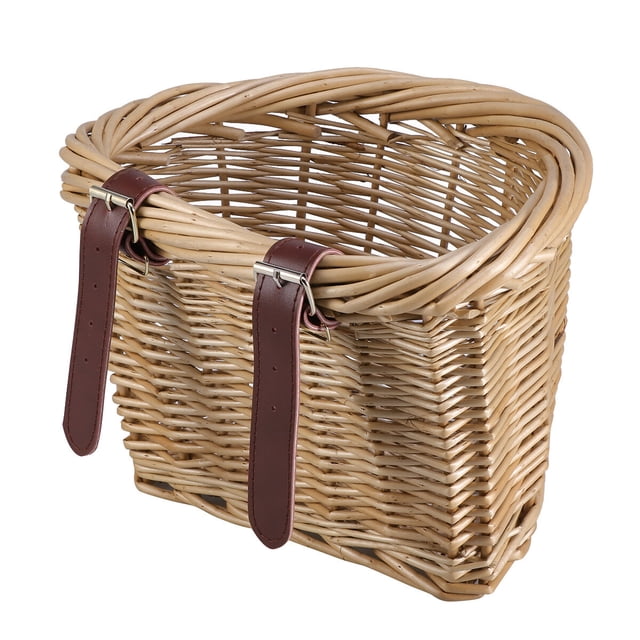 Handmade Natural Rattan Bike Basket for Storing Gadgets Light Brown 12.5x8x9 Inches