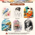 thumbnail image 5 of OMEYA Sketchbook 9"x12", 98lb / 160gsm Mixed Media Sketch Book, Fade Resistant Acid-Free Paper, 60 Sheets Perforated Drawing Pad for Pencil, Marker, Light Watercolor, Sketch Pads for Drawing, 5 of 9