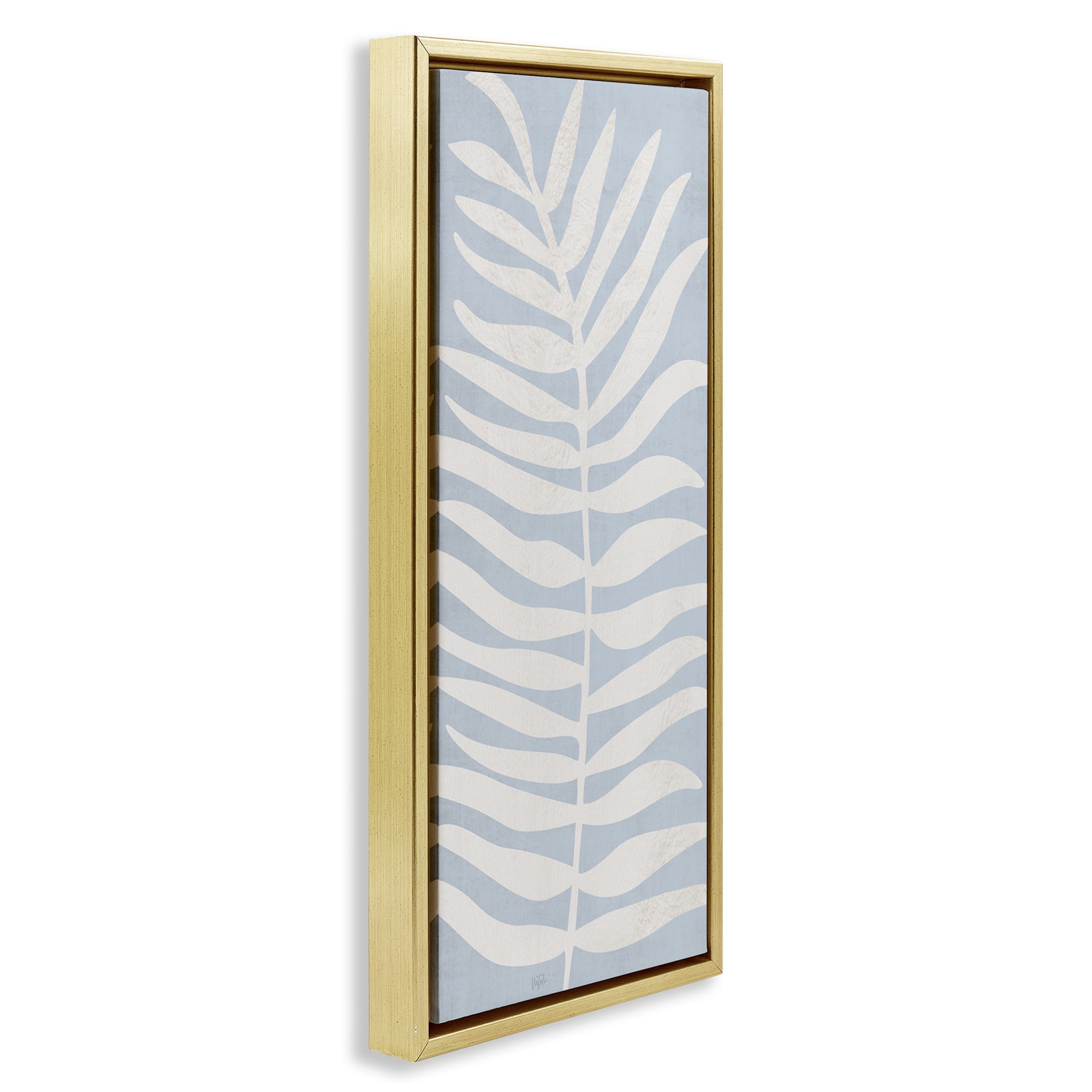 Stupell Industries Minimal Leaf Silhouette Gold Framed Floater Canvas Wall Art, design by Natalie Carpentieri