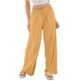 thumbnail image 6 of XuJwPNcy Womens Summer Casual Pants High Waist Pockets Cotton Linen Pants Baggy Palazzo Wide Leg Boho Beach Trousers, 6 of 6