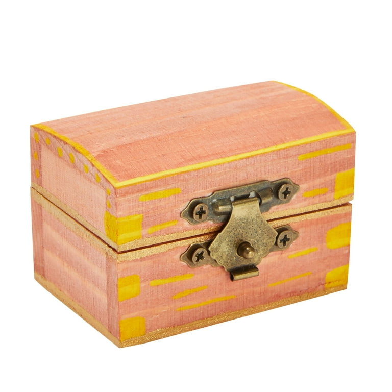 Unfinished Wood Box with Lid, Treasure Chest (2.7 x 2.7 x 1.6 in, 12  Pieces)