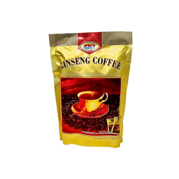 Ginseng Coffee with and Sugar, Made with Real Panax Ginseng and Easy To Prepare, Individually Packed for Freshness & Convenience, 20 Packs