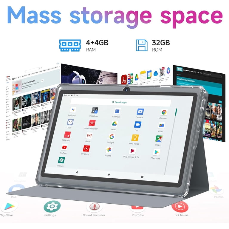 NOVOJOY Android 14 Tablet 7 Inch with Case, 8GB RAM, 32GB Storage
