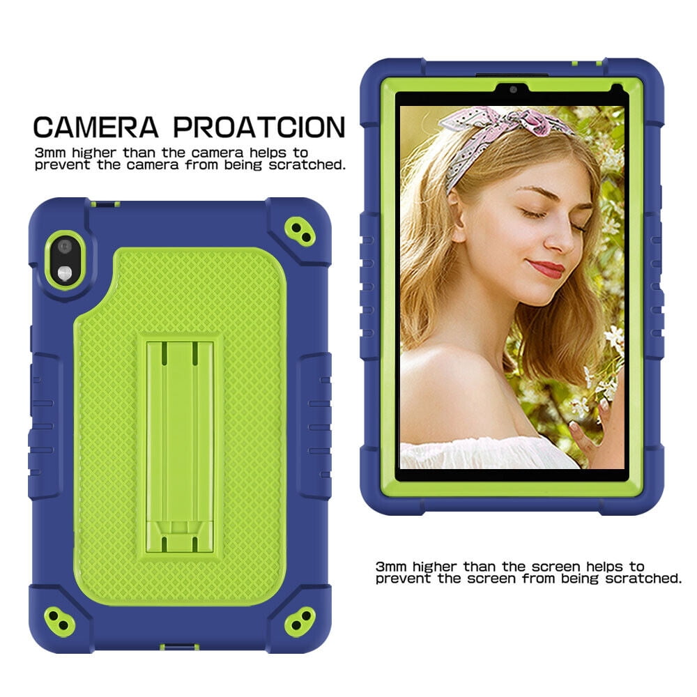 SOATUTO For Orbic Tab 8 inch Heavy Duty Case with Shoulder Strap Kickstand Soft Silicone Hard Back Hybrid Armor Protective Cover for 8" Orbic Tab 8 5G Verizon / Orbic Tab 8 5G UW 8 inch - Navy+Green