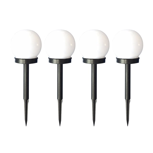 Lumières Solaires en Forme de Boule Blanche pour Chemin Extérieur Jardin Étanches et Résistantes à l'Eau LED pour Allée 4 Pcs