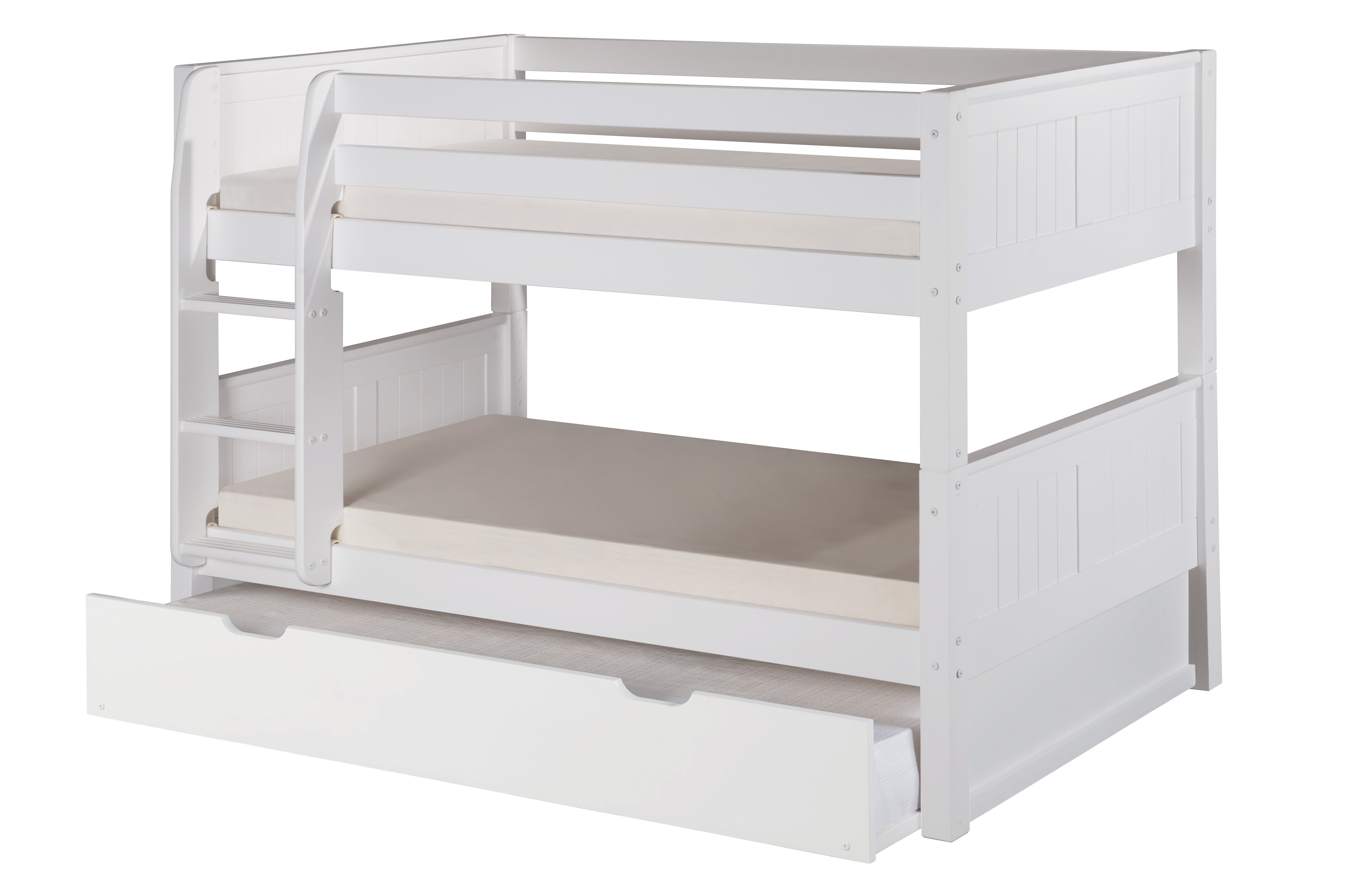 Camaflexi Twin over Twin Low Bunk Bed with Twin Trundle Panel