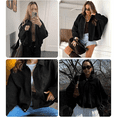 thumbnail image 4 of Lentta Women's Faux Suede Bomber Jacket Oversized Pilot Coats Fall Motorcycle Streetwear Outerwear, 4 of 7