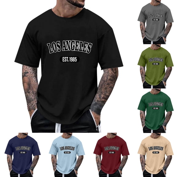 ibuvkizy Mens Graphic Tees Short Sleeve Crew Neck Casual Letter Print Summer Pullover Army Green,L