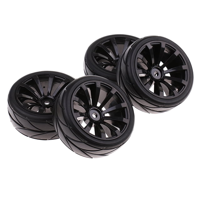Llanta de rueda de neumático de carreras de goma de 4 pieza HSP HPI 1:10 RC modelo en carretera CUTICAT Llantas planas para automóviles