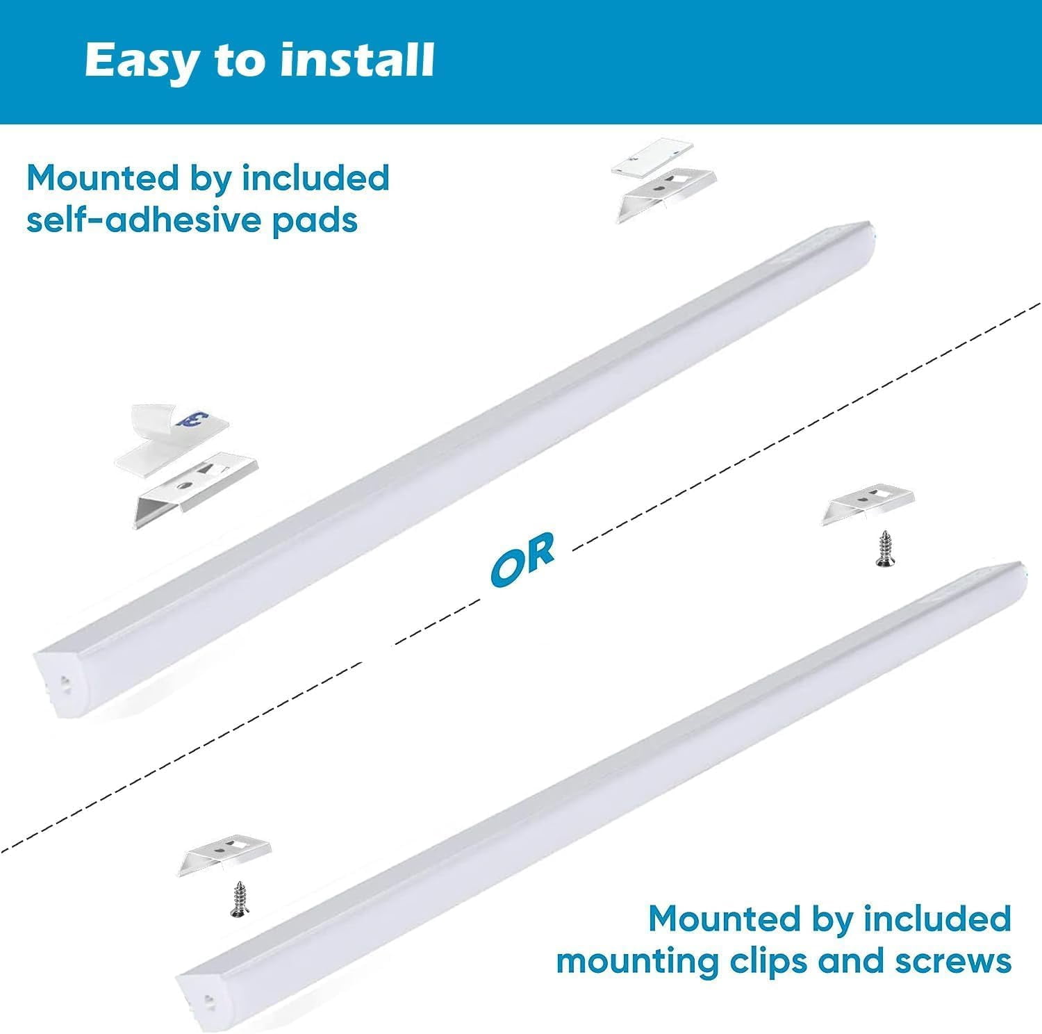 Cefrank V-Shape LED Cabinet Lights – 4 Pack 12-Inch Warm White 3000K Under Cabinet Lighting Kit, 1200 Lumens, Easy Install